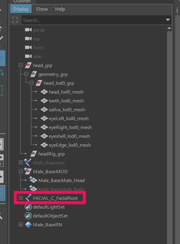 Attach Facial Root to New Skeleton