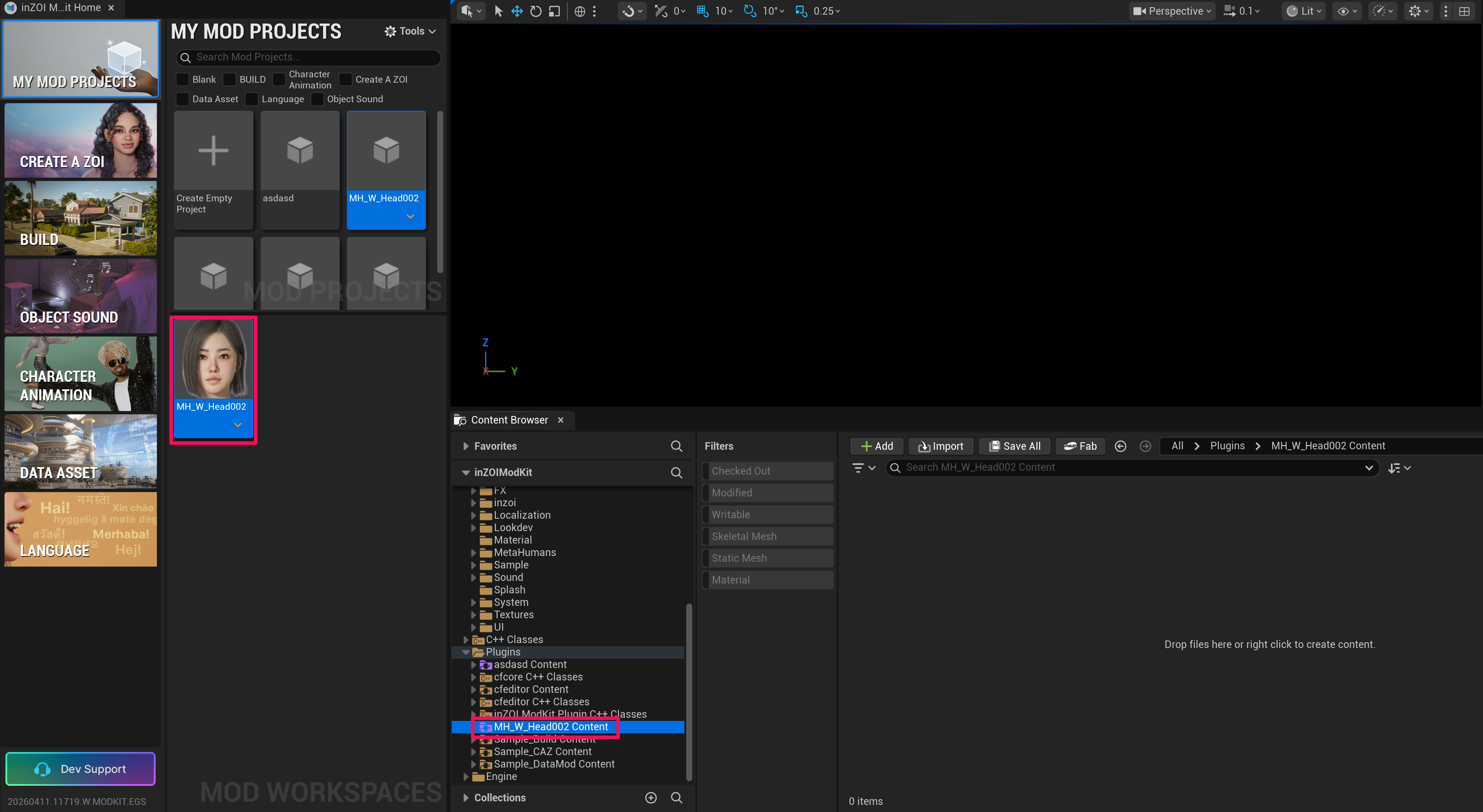 Create a Face Project in the ModKit