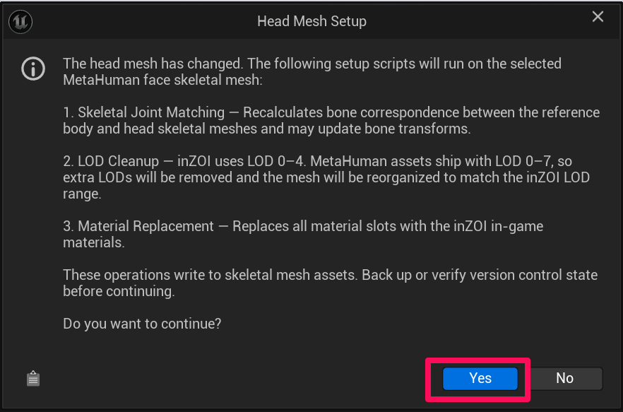 Head Mesh Setup