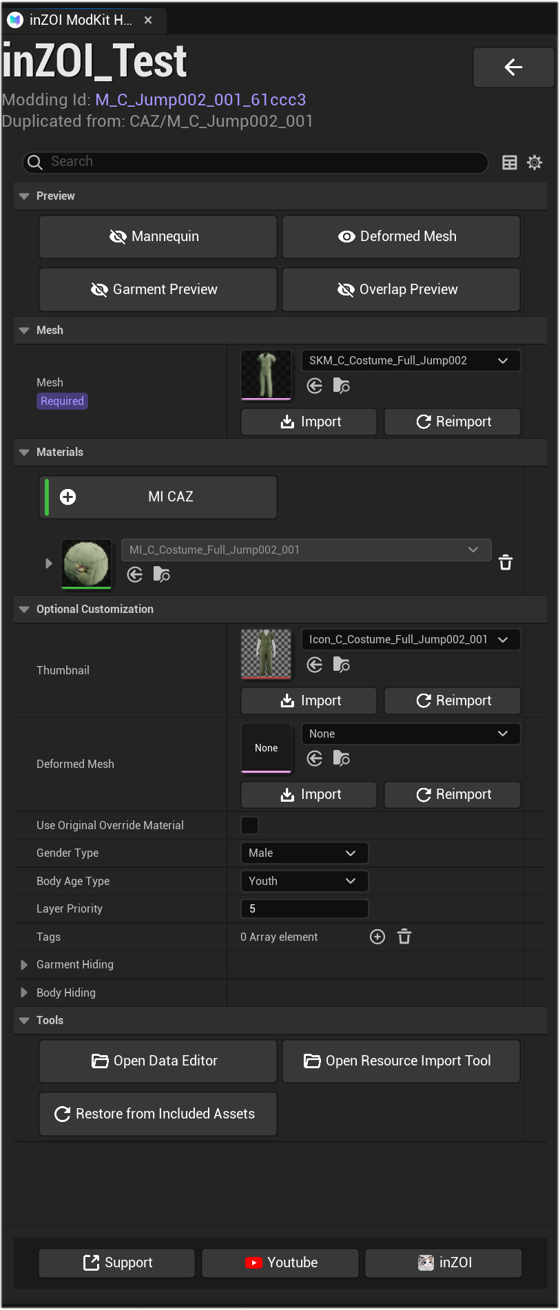 Mod Project Editor Screen
