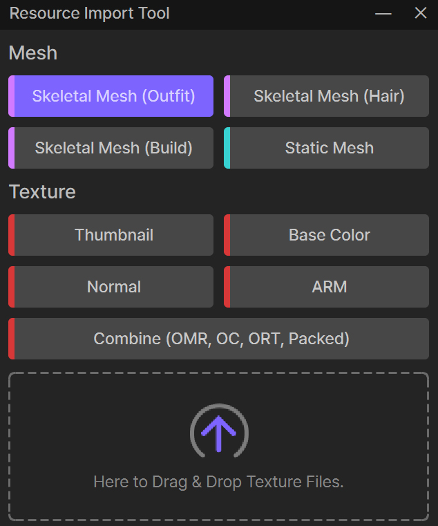 Resource Import Tool UI