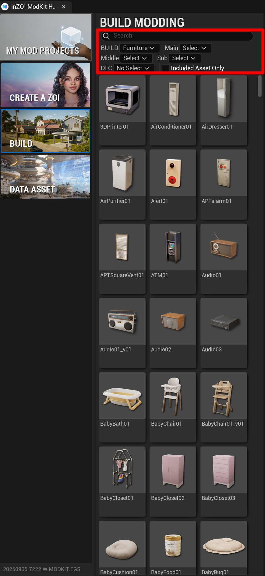 Build Modding Screen