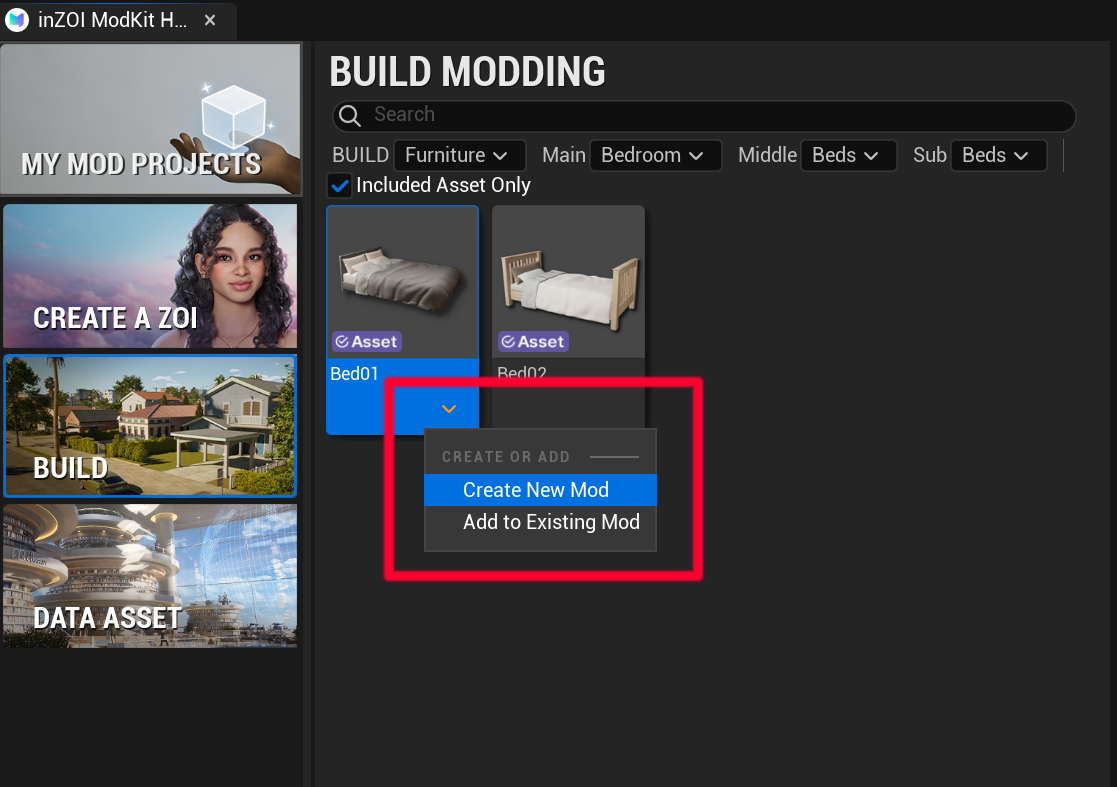 Choose Create Mod